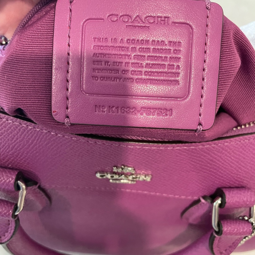 Coach Purple Mini Bennett Satchel with Textured Leather Finish New With COA - Picture 9 of 10